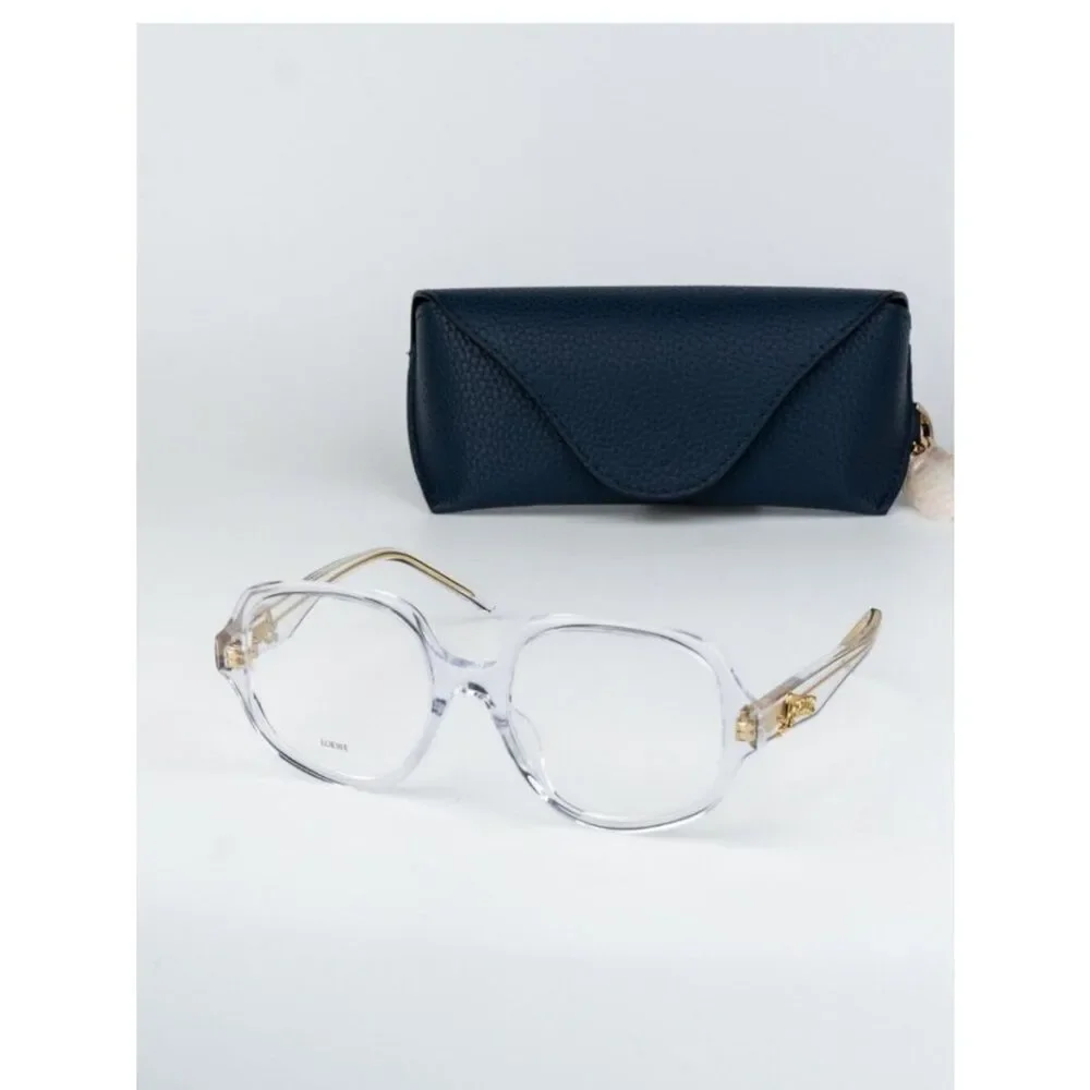 Loewe SLIM Women Eyeglasses White Crystal Round LW50049I 022 NEW AUTHENTIC